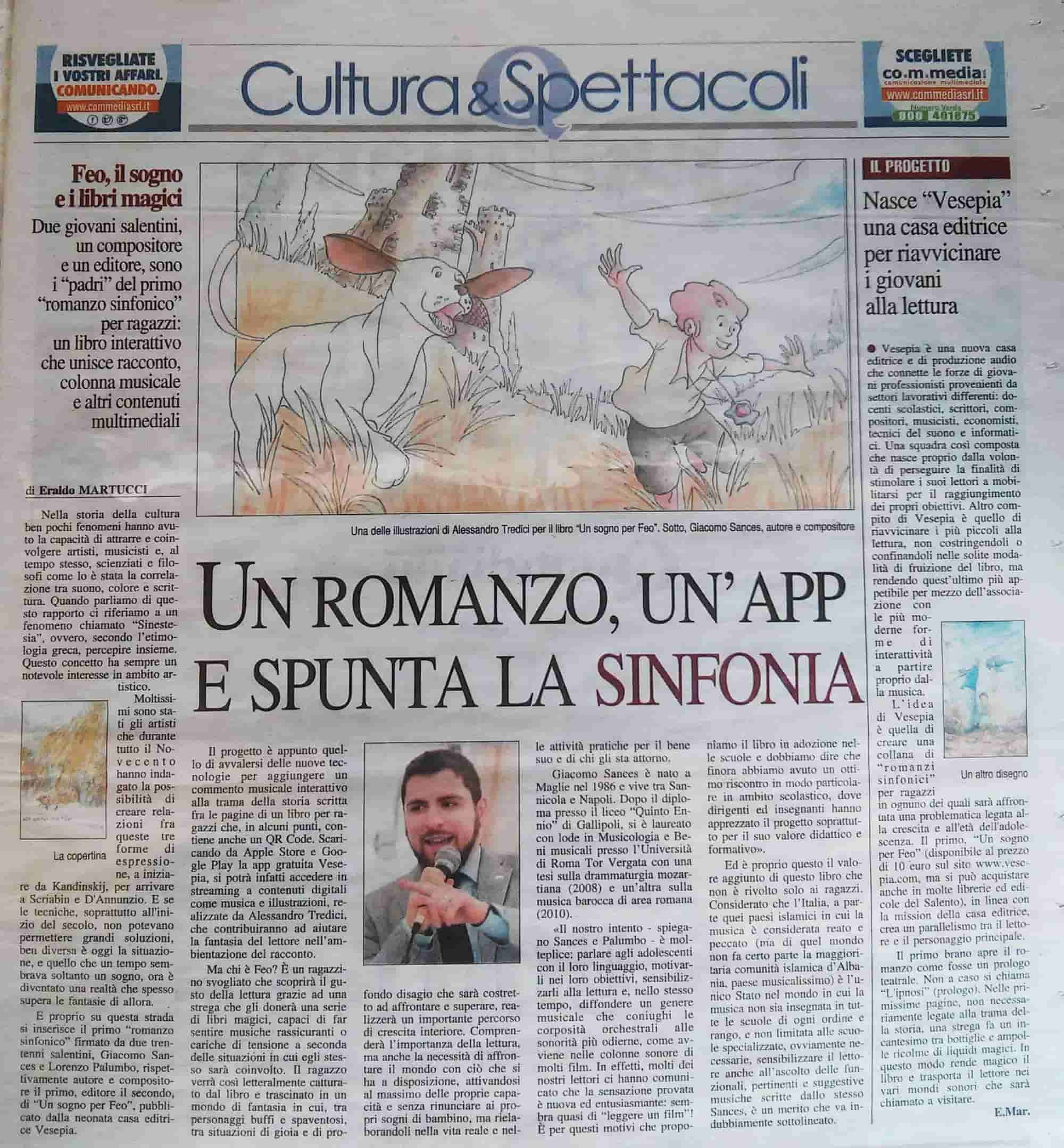 Quotidiano di Puglia, articolo di Eraldo Martucci